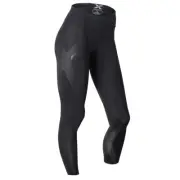 2XU Mid Rise Womens Compression Tights - Black/Dotted Reflective Logo