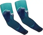 [FHEDVBN] Blue Mermaid Arm Sleeves Compression Arm Covers for Men Women Outdoor Sun Sleeves Cooling Sports Sleeve, Black