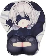 BETOMSPS Computer Mouse Mat Gaming Mouse Pad Anime Ergonomic Cute Mouse Pad with Gel Wrist Support, Non Slip (Black)