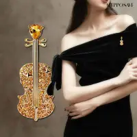 在飛比找Yahoo!奇摩拍賣優惠-優雅女士水鑽鑲嵌小提琴胸針開衫披肩圍巾配件-一點點