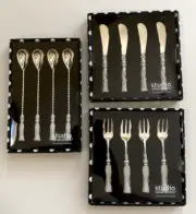 Silver Plated 3 Serving Sets: Forks, Spoon & Knives, Studio Silversmith, Nice,