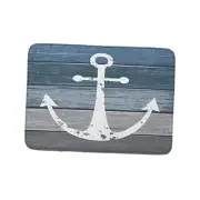 Anchor Bath Mat, Nautical Style Rustic Illustration of 2'6" x 1'8" Blue Grey