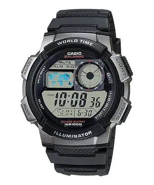 南◇現 CASIO手錶 軍用錶 10年電力 黑色 銀色  金色 世界地圖 電子錶 卡西歐 防水 AE-1000W 軍錶