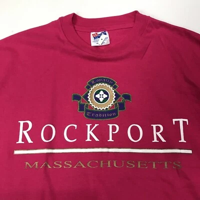 Vintage Rock port Massachusetts T Shirt Single stitch Hanes Sz L Cotton NOS