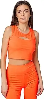 [Bellivalini] BLV50-324 Women's Neon Sports Tops Crop Top for Gym Yoga Fitness Running with Neck Front