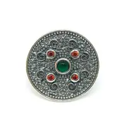 Sterling Silver Byzantine Style Round Disc Ring