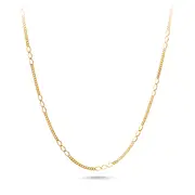 9kt Yellow Gold Tri Cable Link Chain Necklace 45cm