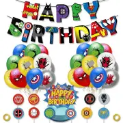 Superhero Party Balloons Banner Cake Toppers Party Supplies Set