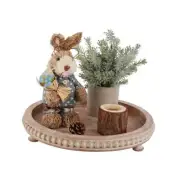 Wooden Decorative Tray, Round Serving Tray is Suitable as Plant Tray, Brown