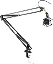 Pyle PMKSH04 Suspension Boom Scissor Microphone Stand/Studio Radio Shock Mount Mic Holder, Adjustable/Extendable