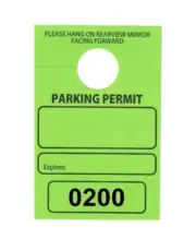 Parking Permit Hang Tags, 3 1/8 X 4 3/4, Grn, Num 0200-0249, Hole - PK/ 50 Tags