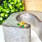 Dainty Emerald Birthstone Earrings – 4mm Gold-Plated Crystal Studs – Minimalist