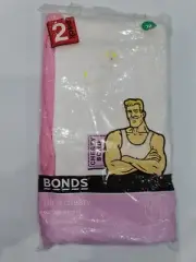 Bonds Girls Chesty Cotton Singlet Singlets 2 Pack size 12 Colour Pink White