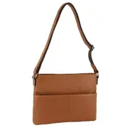 Milleni Women's Nappa Leather Shoulder Crossbody Bag 33x23cm Cognac