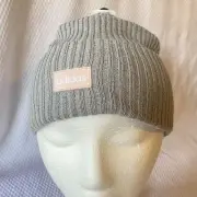 NWT Adidas Beanie 4" Cuff Fold Hat Gray Pink Logo Women's One Size Fit Most OSFM