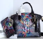 Brahmin Duxbury Black Prism Ombre Leather Bag+Wallet+Butterfly Tassel NWT**HTF