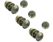 Antique Brass Oval knob 3 Entrance Door Locks and Single Deadbolts Keyed Entry