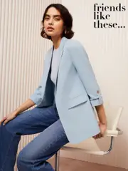 Friends Like These Blue Edge to Edge Tailored Sleeve Detail Blazer (AD8087) | $102
