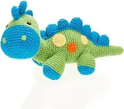 Pebble Fair Trade, Hand Made Rattle - Dinosaur Green Steggi