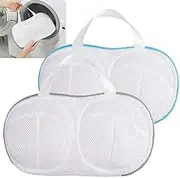 2 Pcs Bra Washing Bag for Laundry Mesh Wash Bag Lingerie Bag Underwear Brassiere Washing Bags with Zipper for Women Laundry Storage Gray+Blue