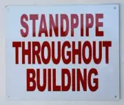 Standpipe Throughout Building Sign (White, Reflective !!, Size 7X10)--REF24-1027