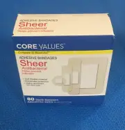 Core Values Sheer Antibacterial Adhesive Bandages, Assorted Sizes - Qty: 80