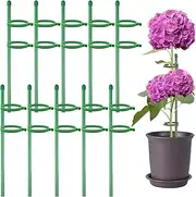 10 Pack 12" Garden Stakes, Plant Supports with 20 Retaining Rings, Tomato Amaryllis Vegetable Grow Sticks