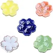 Chopstick Rest 5 Pairs Porcelain Chopsticks Holder Chopstick Stand & Spoon Rest (Cherry Blossoms)