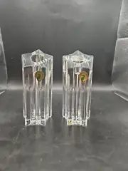 Rare Waterford Crystal Shooting Star Candlestick Holders 7 Inch.