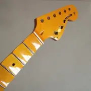 New Full scalloped guitar neck 22 Fret 25.5" Fretboard Maple Yellow Gloss