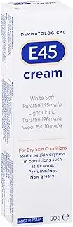 E45 - Dermatological Cream For Dry Skin Conditions | Non Greasy Emollient | Hypoallergenic | 50g