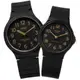 CASIO / 卡西歐 簡潔復刻 數字時標 日本機芯 橡膠手錶 情侶對錶 黑金色 / 42mm+33mm