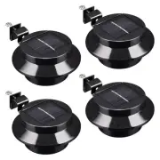 LED Solar Gutter Light Waterproof Outdoor Garden Fence Wall Lights Black 4Pcs