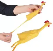STRETCH RUBBER CHICKEN 8" Yellow Bird Flying Toy Stretching Funny Clown Joke Gag