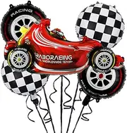 Race Car Balloons Motor Checkboard Mylar Balloon Birthday Party Decorations for Boys Helium Foil Mylar Dirt Bike Hot Wheel Racing Car Theme Party Supplies Monstor Truck Party Favors Decor
