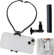 Ysnzaq POV/Vlog Neck Mount for Phones with Phone Clip, Hands-Free Phone Neck Holder, 360° Rotation Selfie Holder on Neck for iPhone Samsung Gopro and All Smartphones GBZ Black