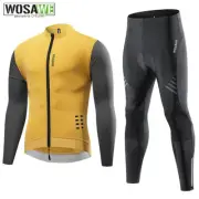WOSAWE Men cycling Breathable Sport Top Long Sleeve Shirt Riding Stretchy Pants