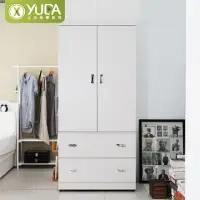 在飛比找momo購物網優惠-【YUDA 生活美學】炫風 3X6尺 純白 雙開門+雙抽屜衣