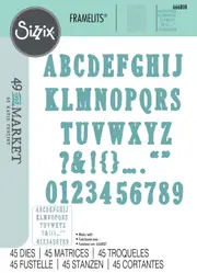 Sizzix Framelits 45PK Die Set Fine Line Alpha 02 by 49 and Market