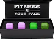Jawzrsize Pop 'N Go & Custom Fit Jaw Enhancer - Jaw, Face, & Neck Exerciser, Helps Reduce Stress & Cravings - Facial Exercise (Total Contouring Kit, Pink & Green)