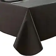 Vinyl Tablecloth with Flannel Backing Square Waterproof Oil-Proof Plastic Table Cloth Wipeable PVC Table Cover for Indoor and Outdoor (Black, 60 x 60 Inch)