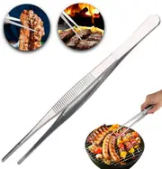 Stainless Steel Tweezers Long Food Tongs Barbecue BBQ Tool Home Kitchen 30cm