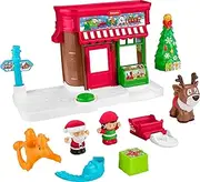 [Fisher-Price] Little People Toddler Toys Christmas Wonderland Toy Set with Santa Elf & Reindeer Figures for Ages 1+ Years