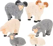 Totority Miniature Sheep 6pcsmini Garden Herd of Sheep Micro Landscape Decoration DIY Resin Home Decor Animals Moss Micro Fairy Garden Figurine Craft Plant Pot