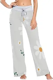 [GuoChe] Pajamas Pants For Women Chrysanthemums Flowers Womens Pjs Pants for Ladies Long