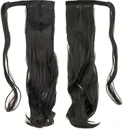 IMISSU Long Curly Wrap Around Ponytails Extension Synthetic Hair Extensions Clip in Ponytail Wavy Hairpiece (Dark Brown)