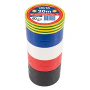 DETA 20m 18mm Assorted Flame Retardant PVC Tape - 10 Pack