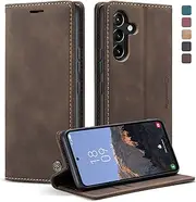 [owlhold] Mobile Phone Case for Samsung Galaxy A54 5G Case, Premium Leather Case, Soft Vintage Nubuck Leather, Foldable Stand Flip Case, Card Slot, Stand Function, Shockproof Protective Case for Samsung