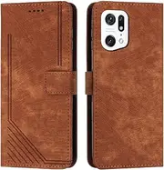 Phone Flip Case Compatible with Oppo Find X5 Pro Wrist Strap Phone Case Wallet Flip Phone Case Card Slot Holder Flip Cover Phone Case Compatible with Oppo Find X5 Pro Protective Cover(Brown)