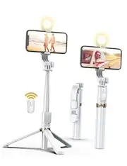 Selfie Stick Tripod 51" with Detachable Wireless Remote, Extendable Selfie